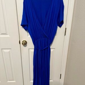 Elegant Blue Wrap Dress plus size